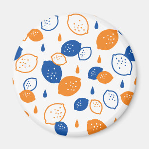 Blaues und orangefarbenes Lemon-Muster, spielerisc Magnet