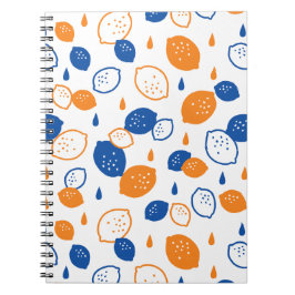 Blaues und orangefarbenes Lemon-Muster, spielerisc Notizblock