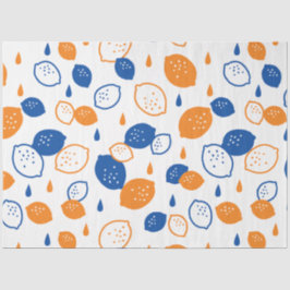 Blaues und orangefarbenes Lemon-Muster, spielerisc Seidenpapier