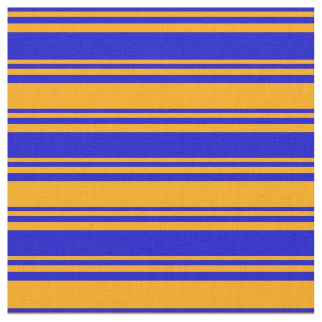 Blaues und orangefarbenes Muster Stoff (Nahaufnahme)