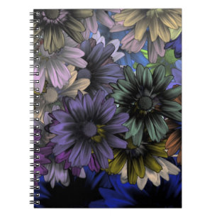 Blaues und oranges Blumenmuster Notizblock