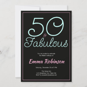 Blaues und rosa "50 und fantastisch" fünfzigster G Einladung