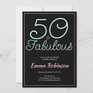Blaues und rosa "50 und fantastisch" fünfzigster G Einladung