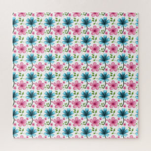 Blaues und rosa Blumenmuster