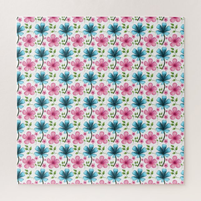 Blaues und rosa Blumenmuster  (Vertikal)