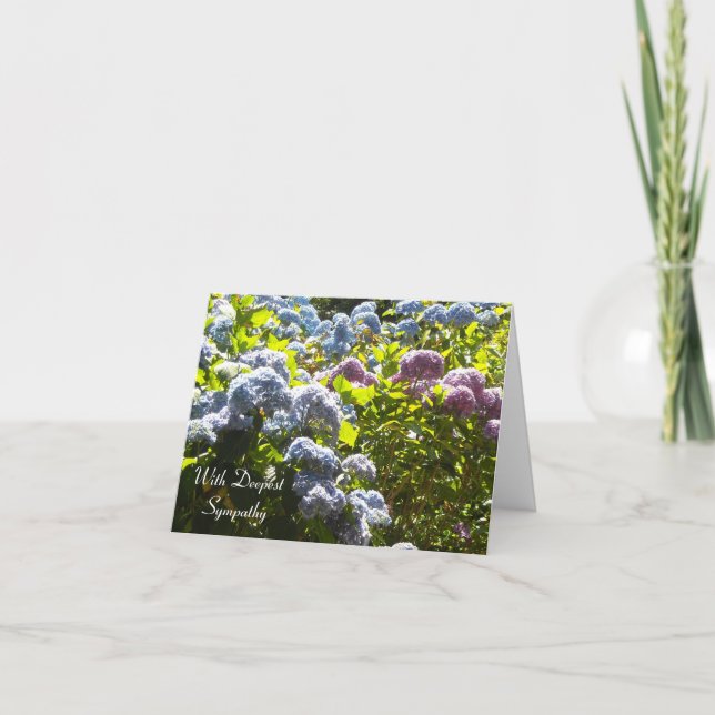 Blaues und rosa Hydrangea-Beileid Dankeskarte (Vorderseite)