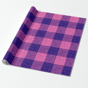 Blaues und rosa kariertes Kreuzschachbrett-Design  Geschenkpapier
