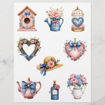 Blaues und rosa Landhaus-Schabblatt-Papier