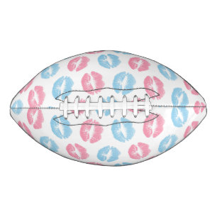 Blaues und rosa Lippenmuster, Lippenstift, Kuss Football
