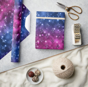 Blaues und rosa Ombre-Glitter-Himmelsmuster Geschenkpapier