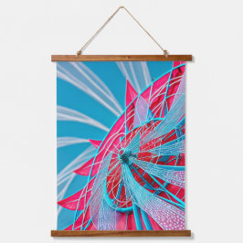 Blaues und rosa Rad Wandteppich Mit Holzrahmen