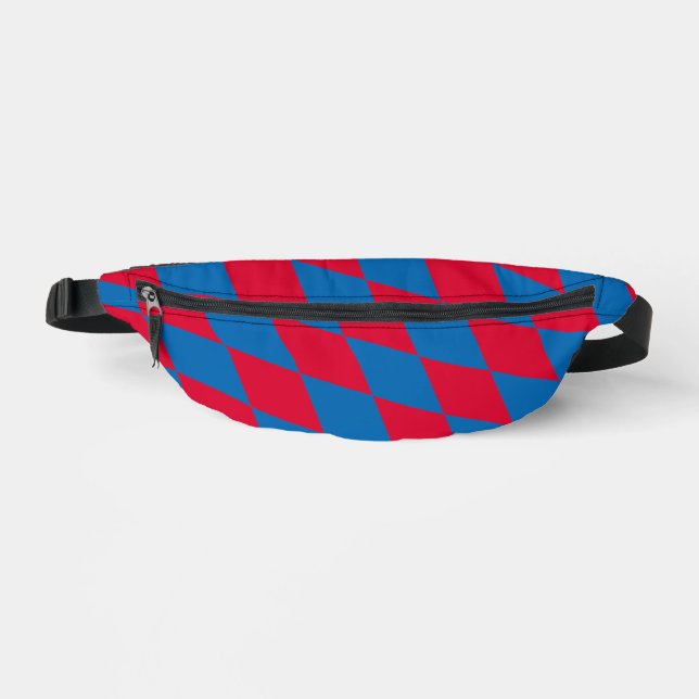 Blaues und rotes Bayernisches Muster für die Diama Bauchtasche (Vorderseite)