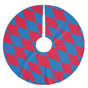 Blaues und rotes Bayernisches Muster für die Diama Polyester Weihnachtsbaumdecke