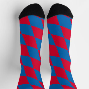 Blaues und rotes Bayernisches Muster für die Diama Socken