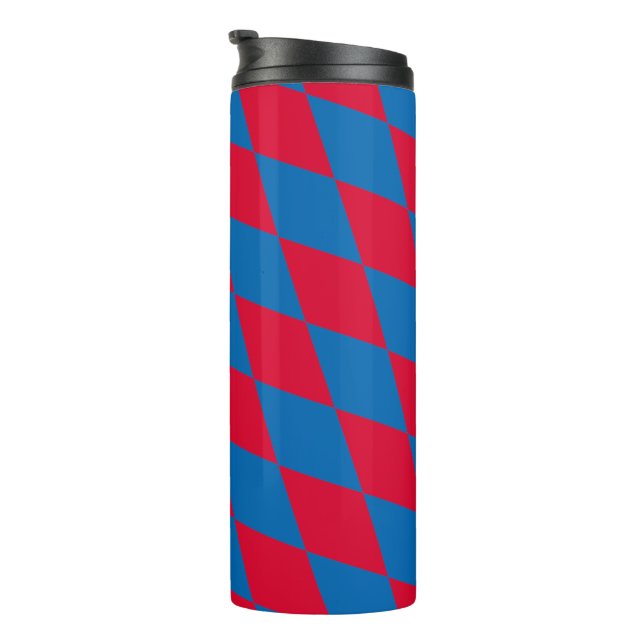 Blaues und rotes Bayernisches Muster für die Diama Thermosbecher (Nach rechts gedreht)