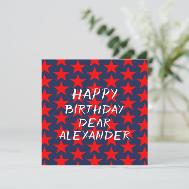Blaues und Rotes Glück zum Geburtstag (Stehend Vorderseite)