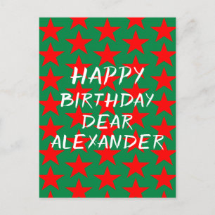 Blaues und rotes Happy Birthday Postkarte