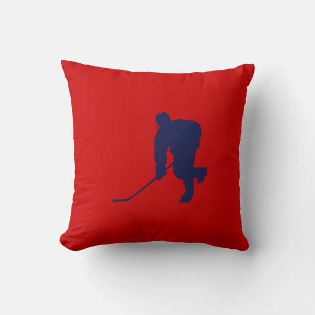 BLAUES UND ROTES HOCKEY KISSEN (Vorderseite)
