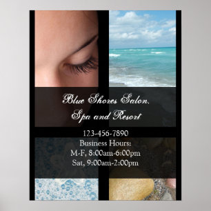 Blaues und schwarzes Luxus-Spa-Resort-Thema Poster