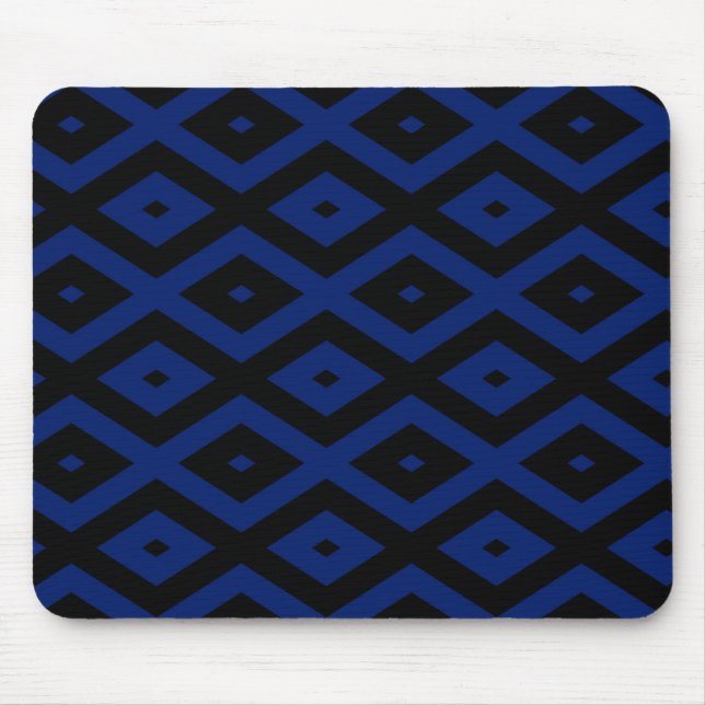 Blaues und schwarzes Rautenmuster Mousepad (Vorne)