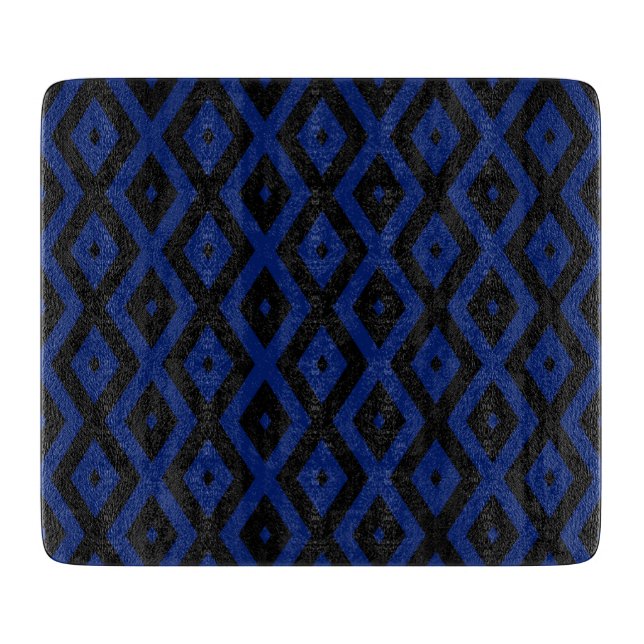Blaues und schwarzes Rautenmuster Schneidebrett (Vorderseite)