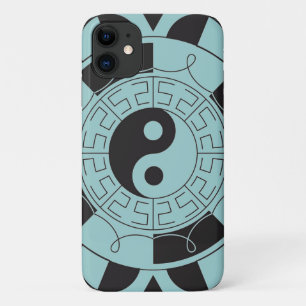 Blaues und schwarzes Yin Yang Symbol iPhone 11 Hülle