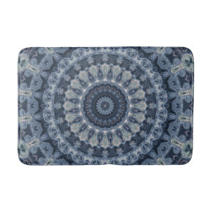 Blaues und silbernes Mandala-Musterdesign Badematte