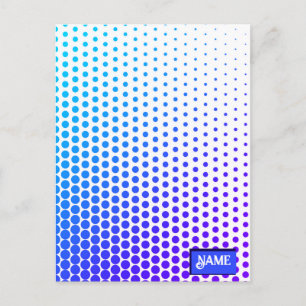 blaues und violettes gepunktetes Streifenmuster Postkarte