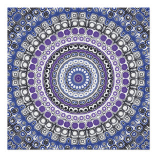 Blaues und violettes Mandala geometrisches kreisfö Poster