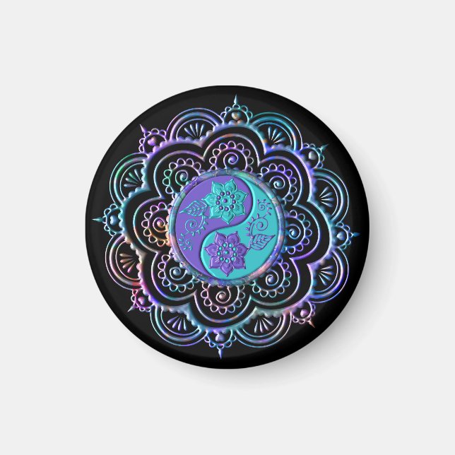 Blaues und violettes Mandala Magnet (Vorne)