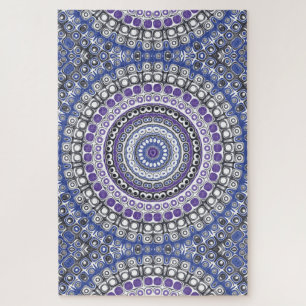 Blaues und violettes mandalaartiges geometrisches