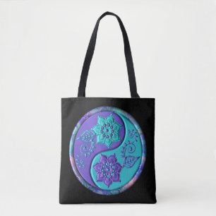Blaues und violettes Yin Yang Tasche