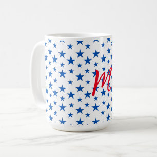 Blaues und weißes anpassbares Sternenmuster Kaffeetasse