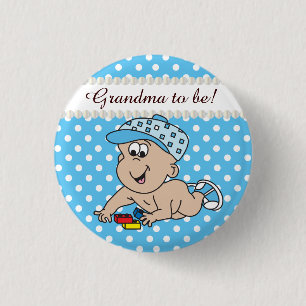 Blaues und weißes Baby des Tupfen- Button