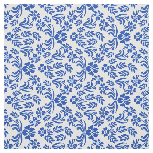 Blaues und weißes Blumendamast-Muster-Gewebe Stoff (Muster)