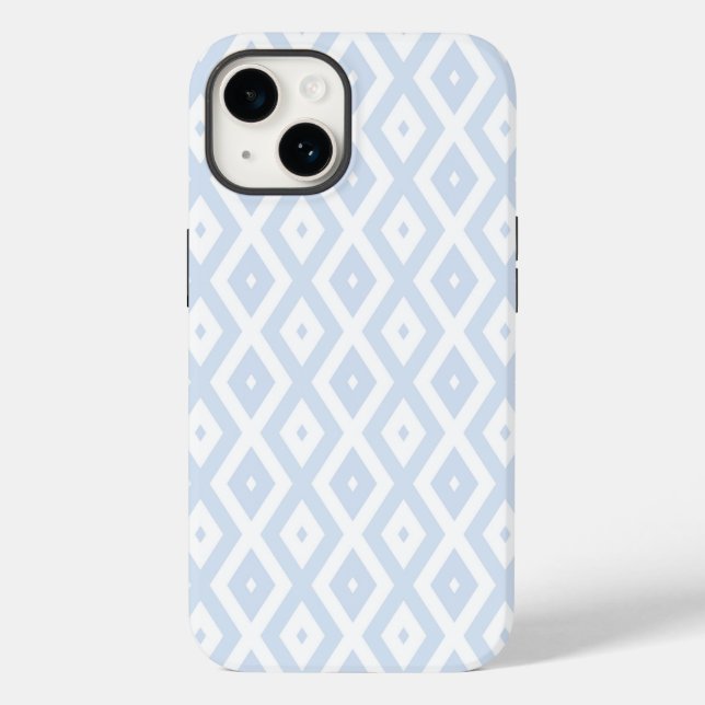 Blaues und weißes Diamantmuster Case-Mate iPhone 14 Hülle (Rückseite)