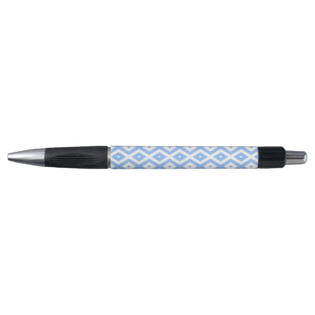 Blaues und weißes Diamantmuster Kugelschreiber (Vorderseite)