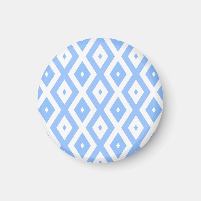 Blaues und weißes Diamantmuster Magnet (Vorne)
