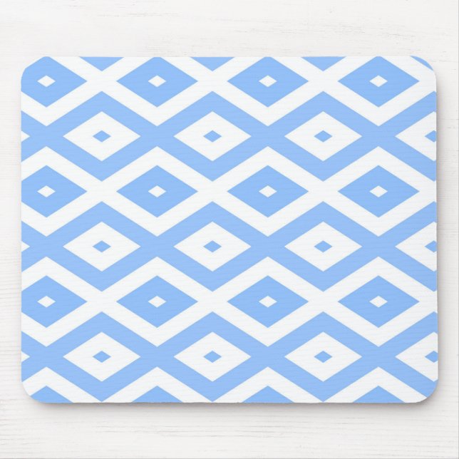 Blaues und weißes Diamantmuster Mousepad (Vorne)