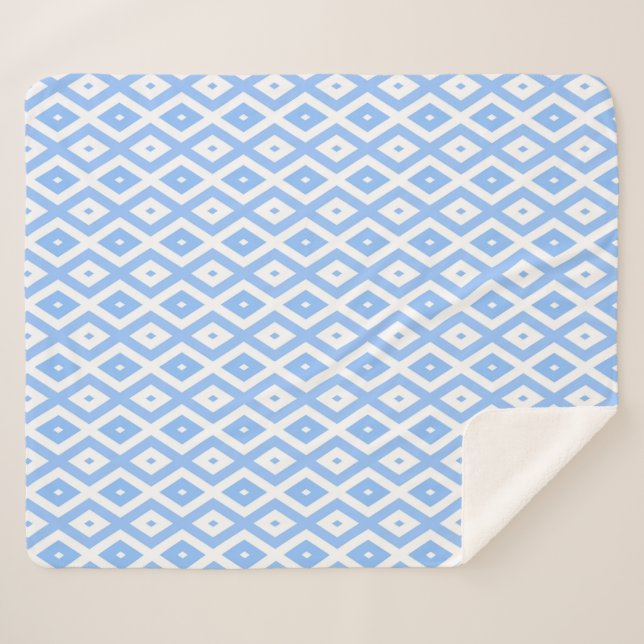 Blaues und weißes Diamantmuster Sherpadecke (Vorderseite (Horizontal))