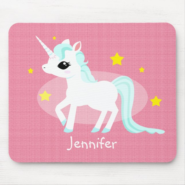 Blaues und weißes Einhorn spielt kundengerechtes Mousepad (Vorne)