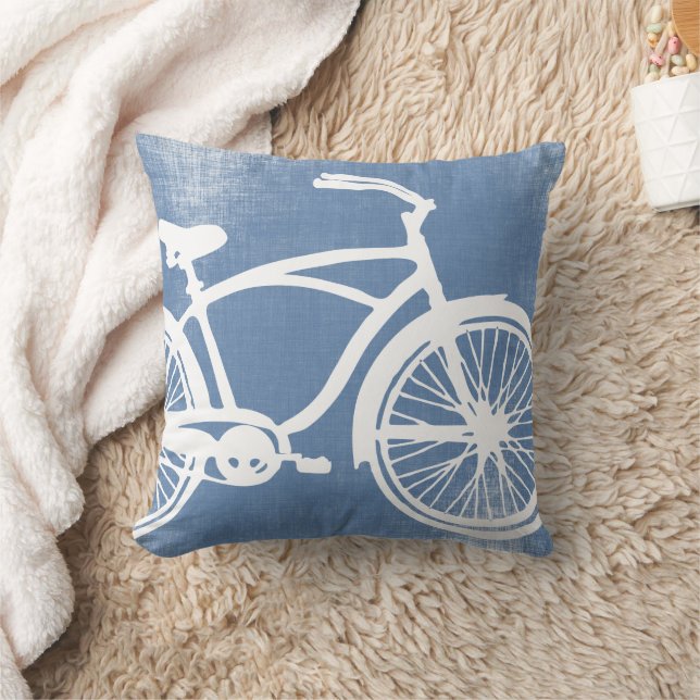 Blaues und weißes Fahrradkissen Kissen (Decke)