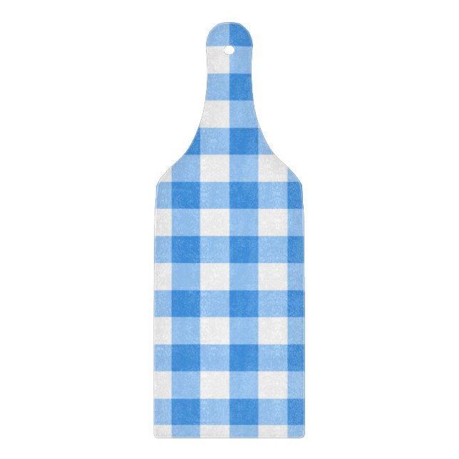 Blaues und weißes Gingham-Karo-Muster Schneidebrett (Vorderseite)
