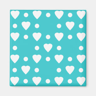Blaues und weißes Herzmuster Magnet