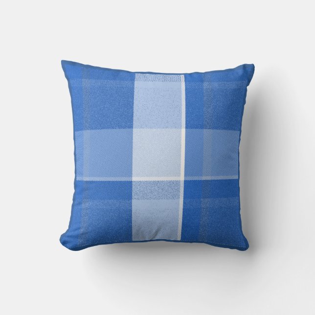 Blaues und weißes kariertes Throw-Kissen Kissen (Vorderseite)