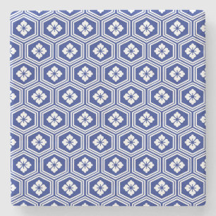 Blaues und weißes Kikkō-Motiv Steinuntersetzer