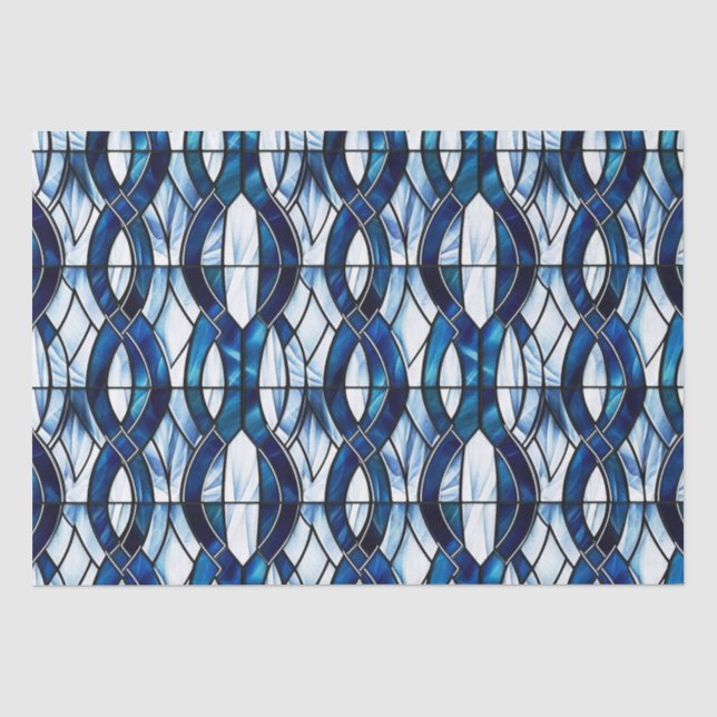 Blaues und weißes patrootisches Hartglas 4. Juli Seidenpapier (Vorderseite)
