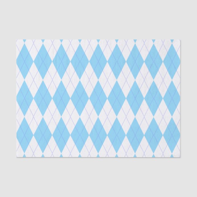 Blaues und weißes Rauten-Pastellmuster Seidenpapier (Vorderseite)