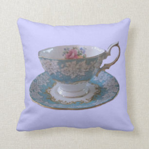 Blaues und weißes Tee-Tasse und Untertassen-Kisse Kissen