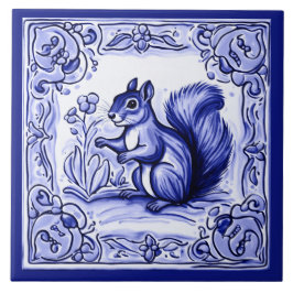 Blaues und weißes Waldeichhörnchen Folkloretiere T Fliese